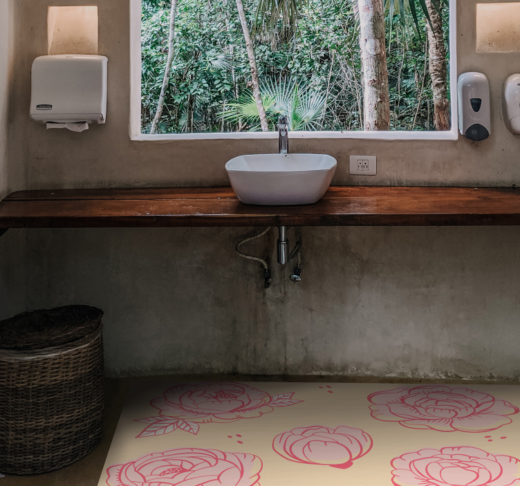 Tapete vinílico flores e plantas motivo floral rosa - TenStickers