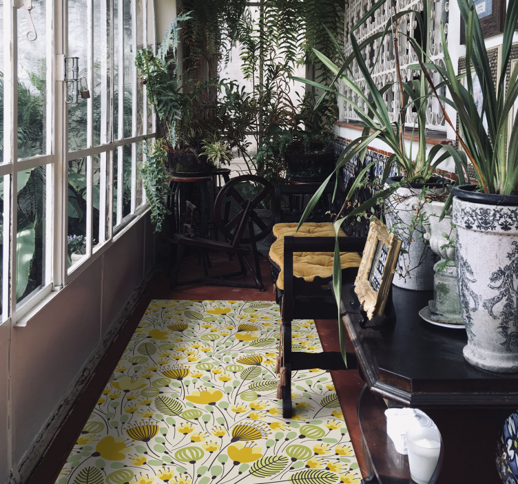 Tapete vinílico flores e plantas padrão botânico floral - TenStickers