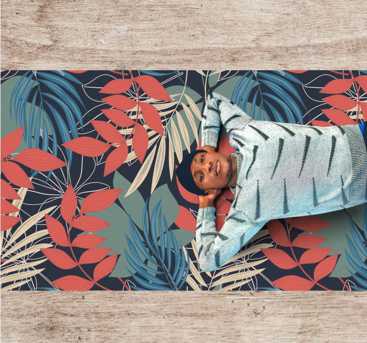 Tapete vinílico flores e plantas padrão de folhas vibrantes - TenStickers