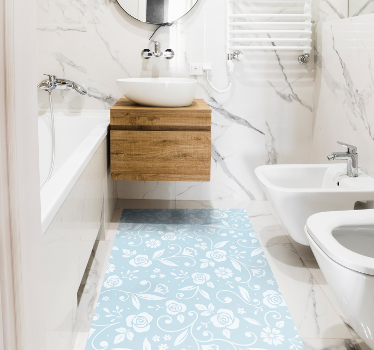 Tapete vinílico flores e plantas padrão floral azul - TenStickers