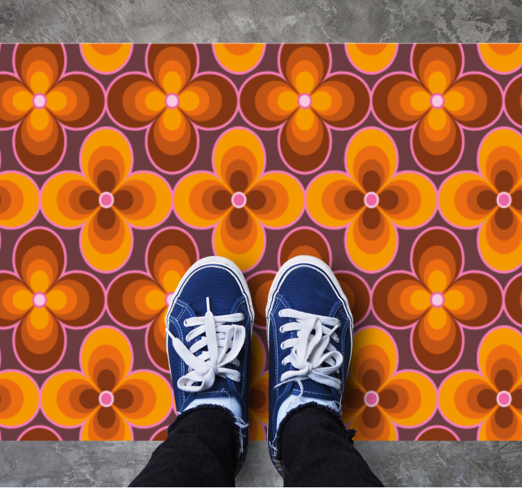 Tapete vinílico vintage padrão floral retrô - TenStickers