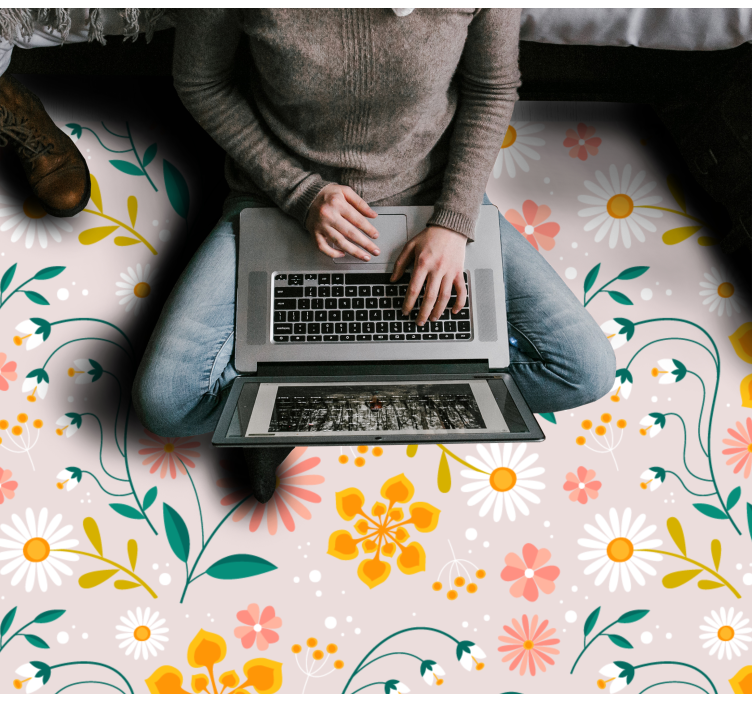 Tapete vinílico flores e plantas campo de margaridas - TenStickers