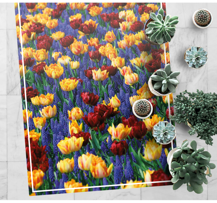 Tapete vinílico flores e plantas design jardim tulipas - TenStickers