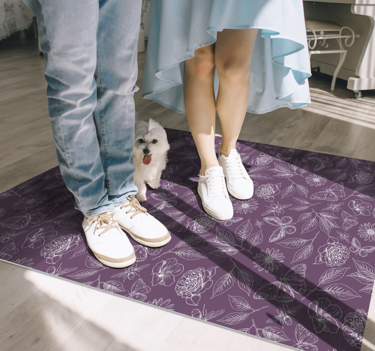 Tapete vinílico flores e plantas simetria floral - TenStickers