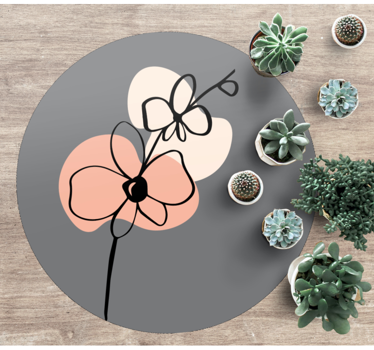 Tapete vinílico flores e plantas design cinza minimalista - TenStickers