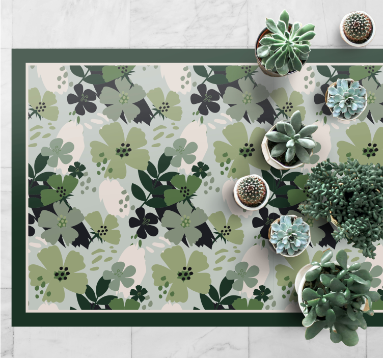 Tapete vinílico flores e plantas verde com padrão floral - TenStickers