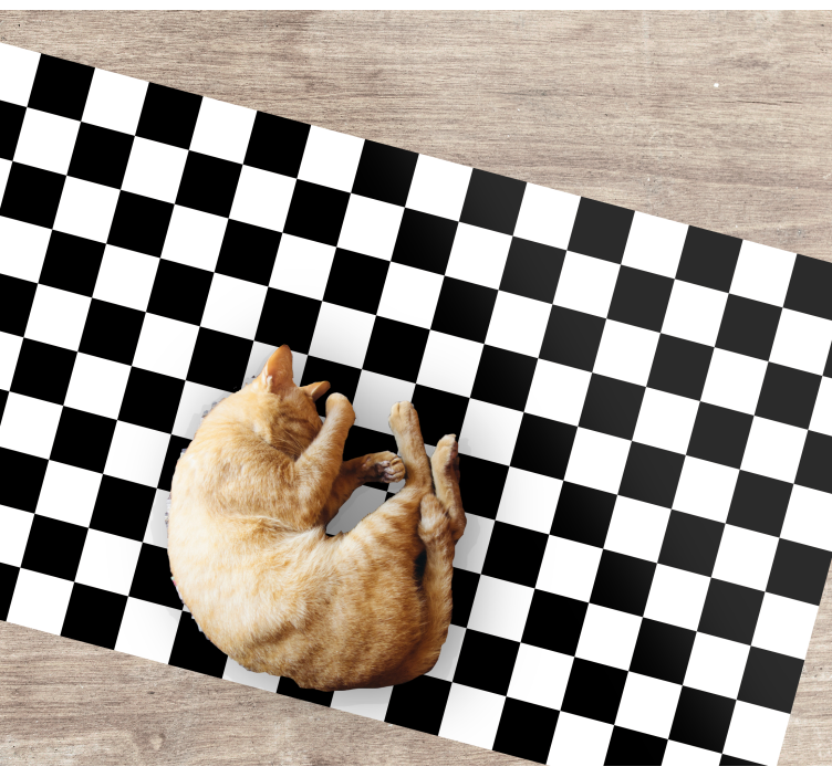 Tapete vinílico geométricas xadrez preto e branco - TenStickers