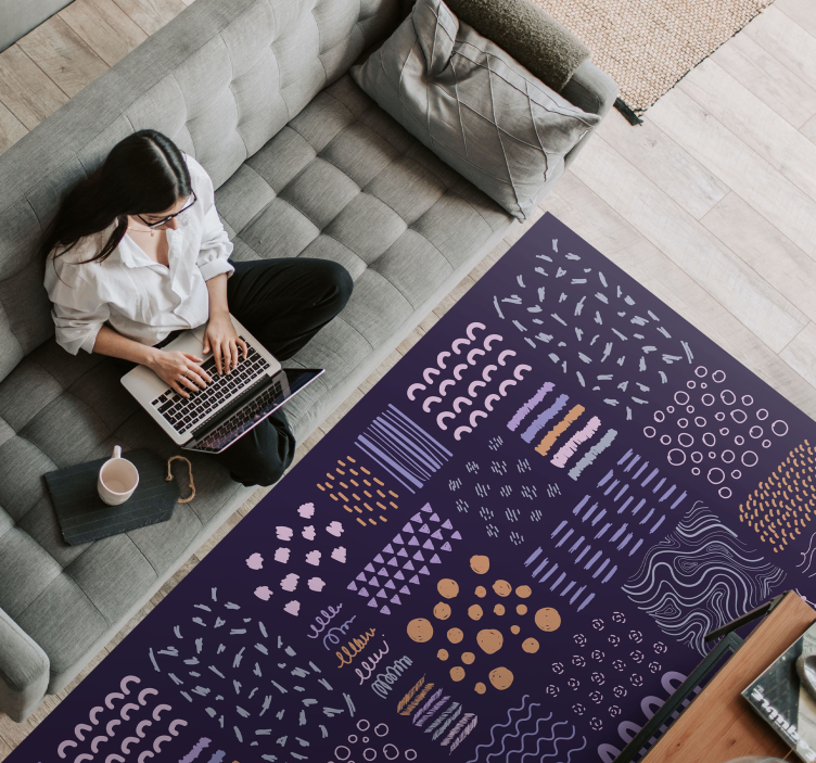 Tapete vinílico sala de estar traços pintados de azul - TenStickers