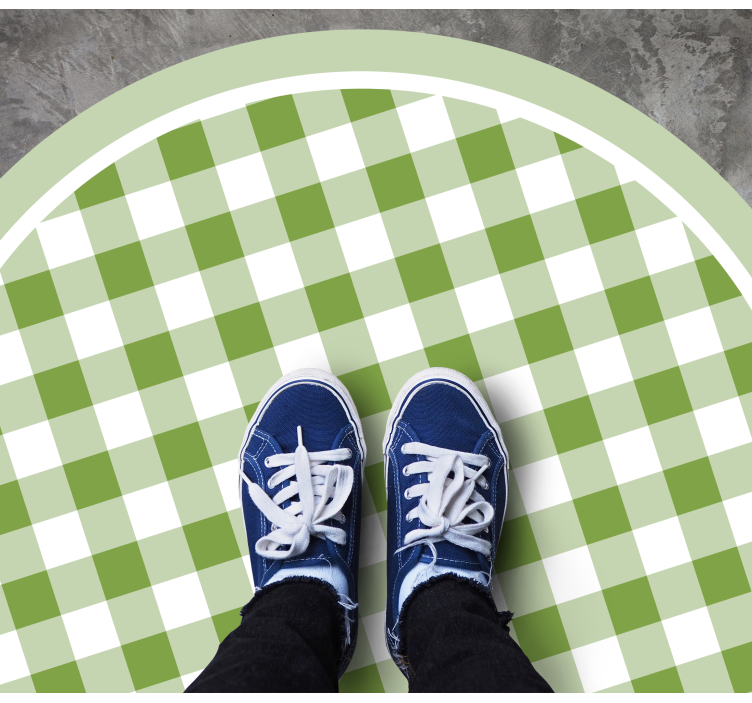 Tapete vinílico redondo motivo xadrez verde - TenStickers