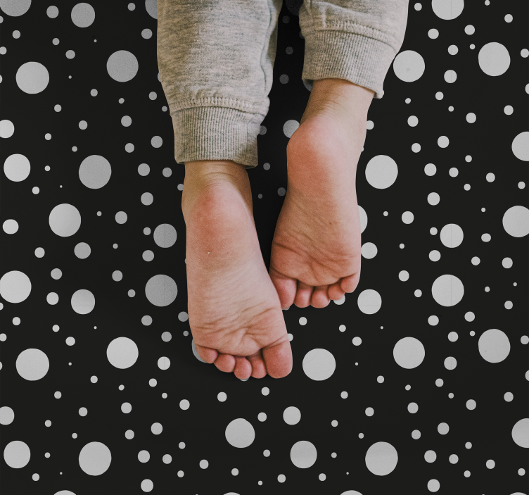 Tapete vinílico para bebés bolinhas cinza e pretas - TenStickers