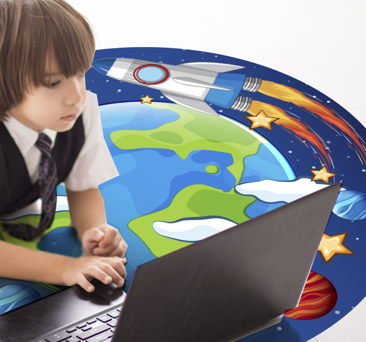 Tapete vinílico infantis órbita planetária - TenStickers