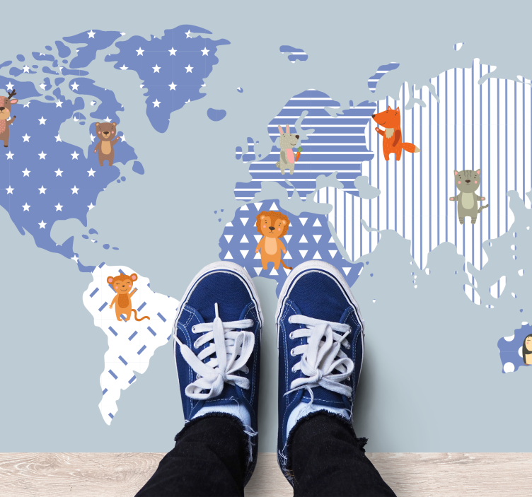 Tapete vinílico criança aventura no mapa mundial - TenStickers