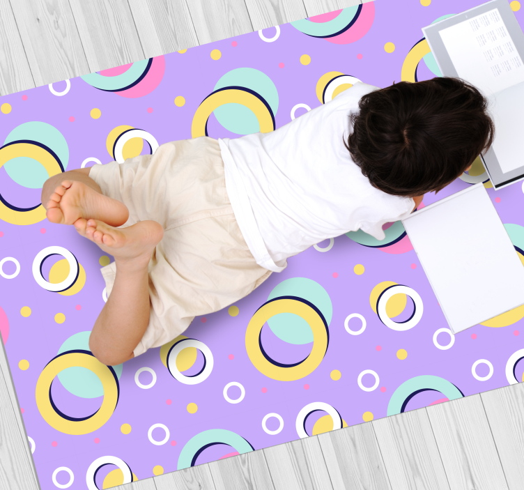 Tapete vinílico criança elementos circulares animados - TenStickers