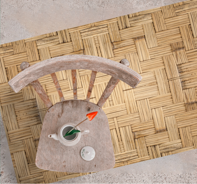 Tapete vinílico sala de estar estilo de trama de bambu - TenStickers