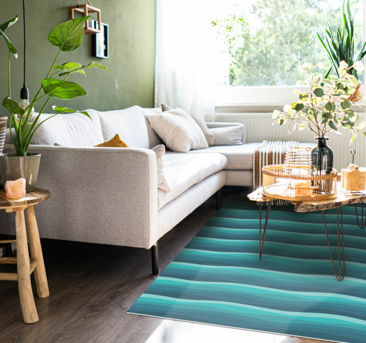 Tapete vinílico sala de estar ondas azuis serenas - TenStickers