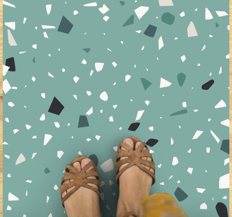 Tapete vinílico de pedras estilo terrazzo verde - TenStickers