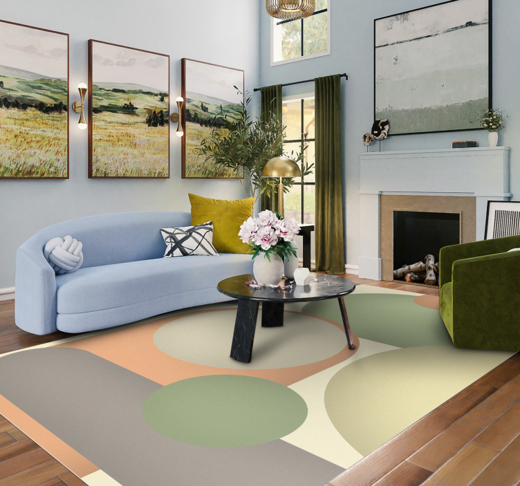 Tapete vinílico moderno padrões circulares contemporâneos - TenStickers