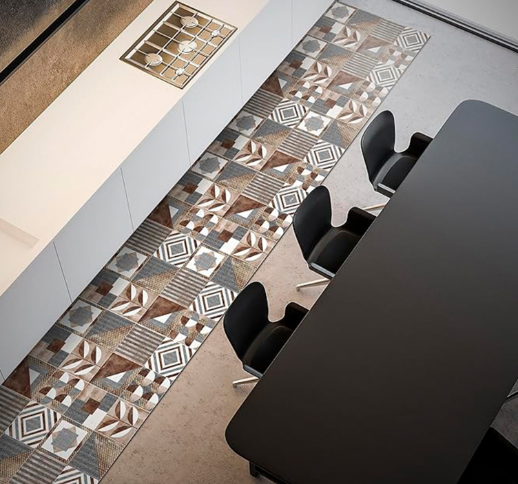 Tapete vinílico mosaico cementina marrom - TenStickers