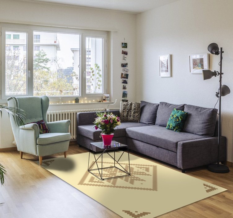 Tapete vinílico sala de estar contraste geométrico elegante - TenStickers