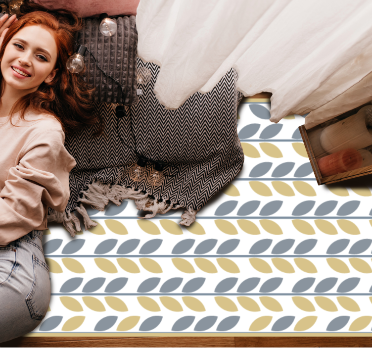 Tapete vinílico natureza listras com padrão de folhas - TenStickers