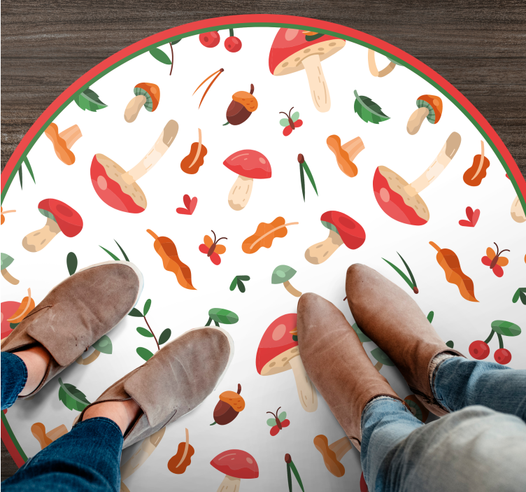 Tapete vinílico flores e plantas motivo floral de cogumelo - TenStickers