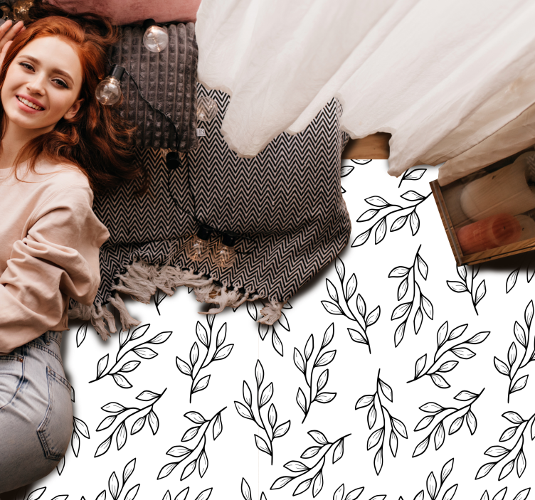 Tapete vinílico natureza padrão de ramos folhosos - TenStickers