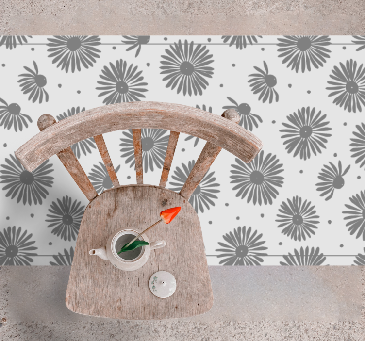 Tapete vinílico natureza padrão floral elegante - TenStickers