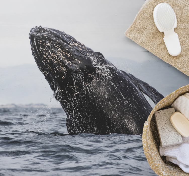 Tapete vinílico natureza salto majestoso da baleia - TenStickers