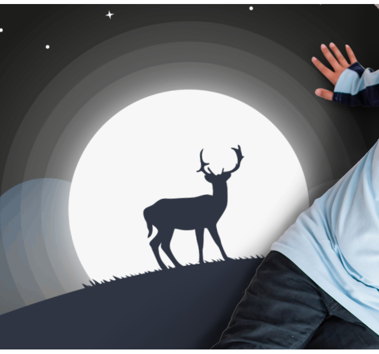 Tapete vinílico redondo veado sob a lua - TenStickers