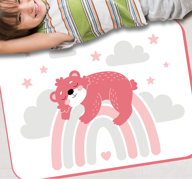 Tapete vinílico bebé arco-íris urso sonolento - TenStickers