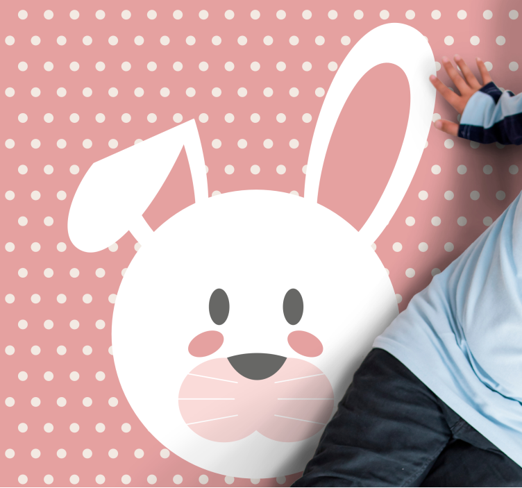 Tapete vinílico bebé coelho de bolinhas - TenStickers