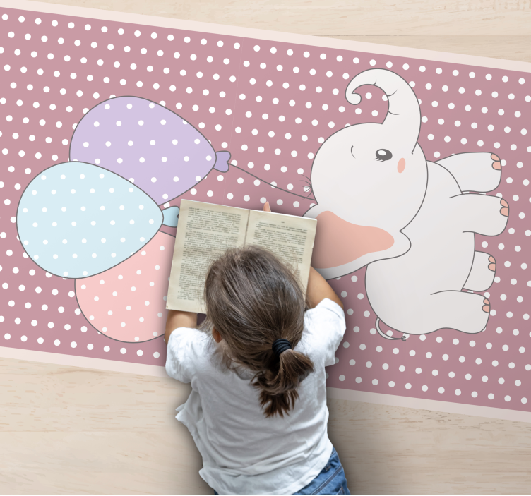 Tapete vinílico bebé jogo de balão de elefante - TenStickers