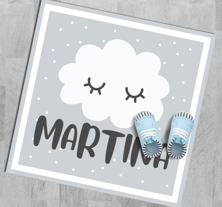 Tapete vinílico para bebés nuvem cinza com nome - TenStickers