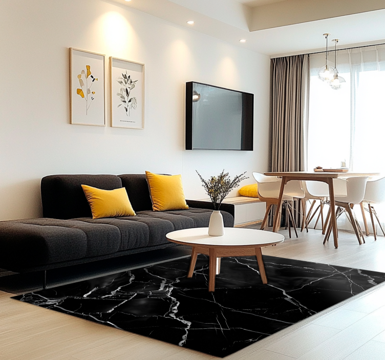 Tapete vinílico preto imitação de mármore - TenStickers