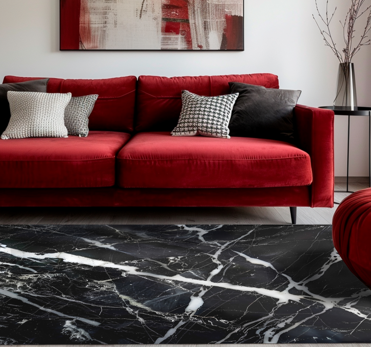 Tapete vinílico preto mármore tons brancos - TenStickers