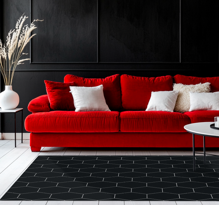 Tapete vinílico preto mosaico hexagonal - TenStickers