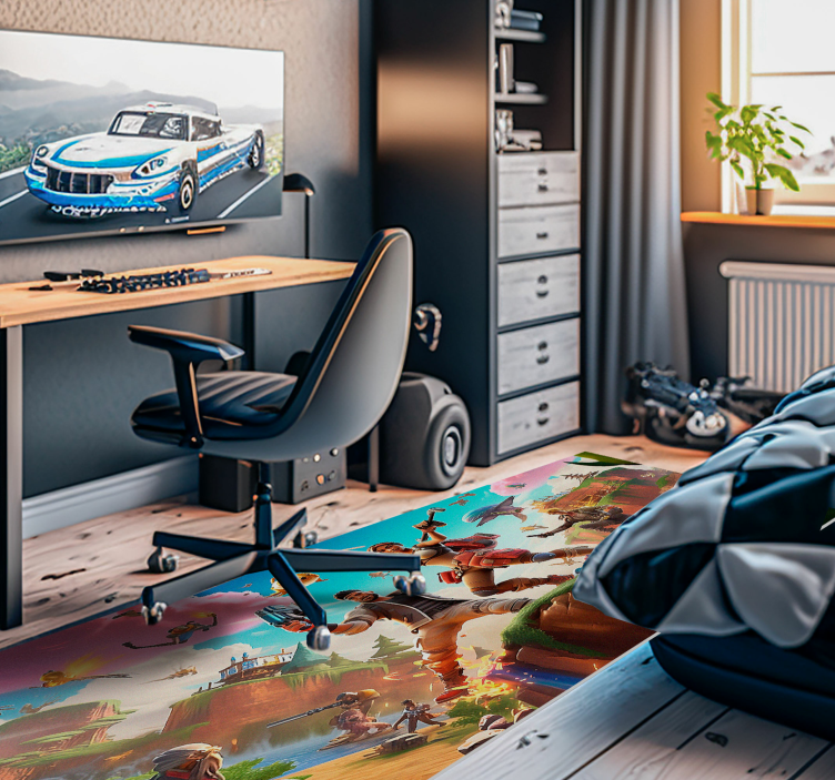 Tapete vinílico para quarto personagens de jogos de vídeo em ação - TenStickers