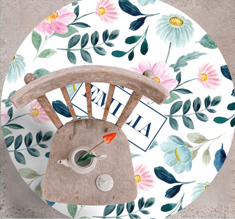 Tapete vinílico quarto personalização de nome floral - TenStickers
