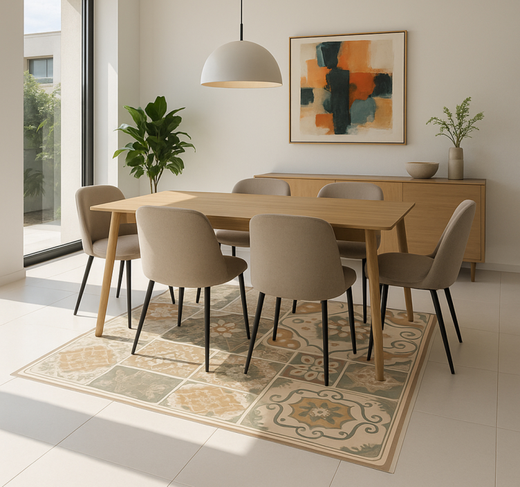 Tapete vinílico sala de estar telhas de cimento vários tamanhos - TenStickers