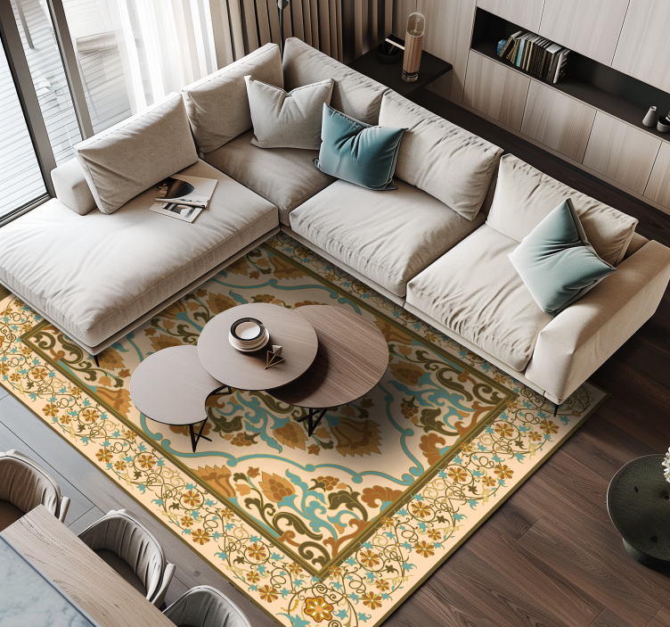 Tapete vinílico para sala de jantar desenho mandala bege - TenStickers