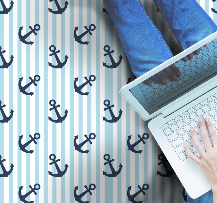 Tapete vinílico às risca motivo de âncora marítima - TenStickers