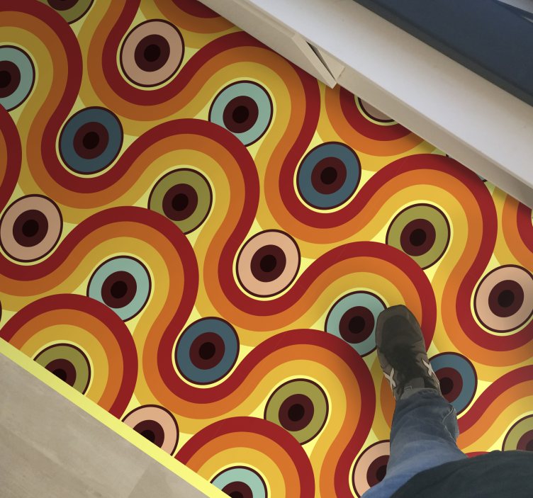 Tapete vinílico vintage motivo ondulado colorido - TenStickers