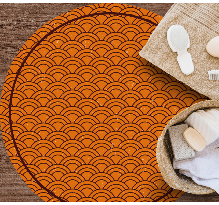 Tapete vinílico redondo padrão de onda laranja - TenStickers