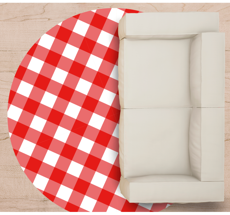 Tapete vinílico redondo padrão de xadrez vermelho - TenStickers