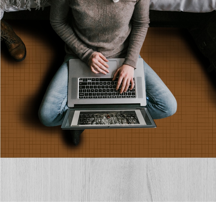 Tapete vinílico castanho superfície de padrão de grade - TenStickers