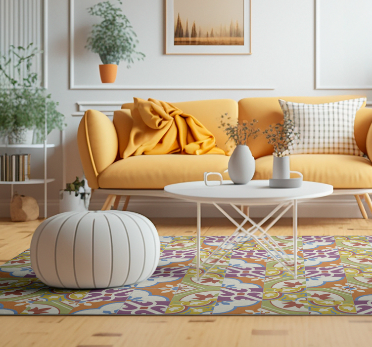 Tapete vinílico retro padrão de azulejos ornamentais - TenStickers