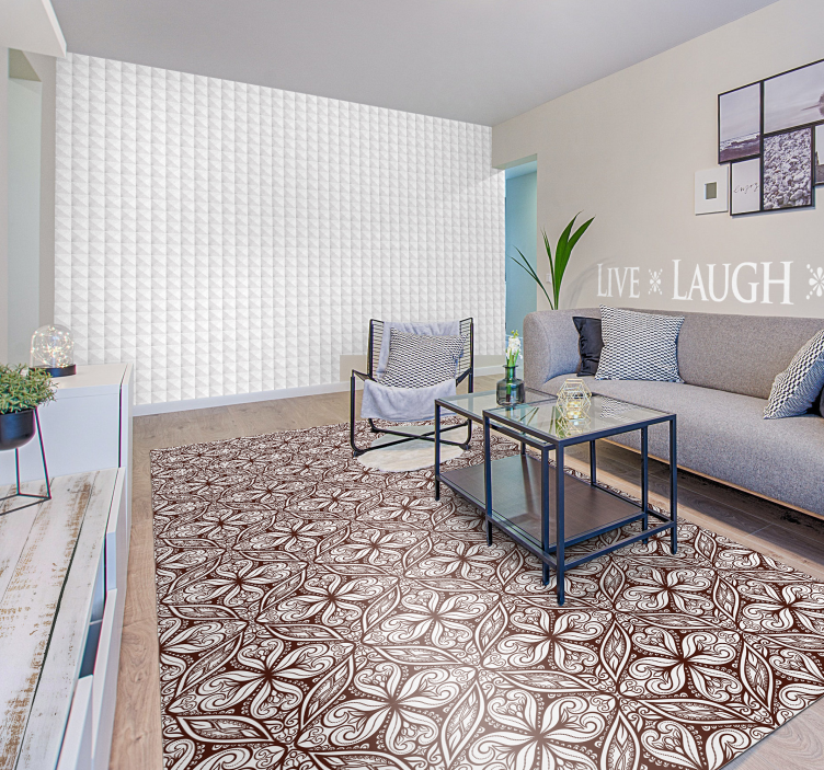 Tapete vinílico retro padrão floral marrom - TenStickers