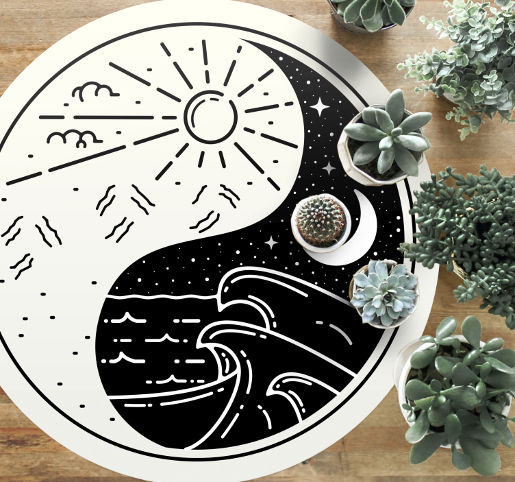 Tapete moderno de sol e lua yin yang - TenStickers