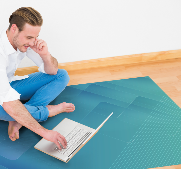 Tapete moderno digital abstrato azul e branco - TenStickers