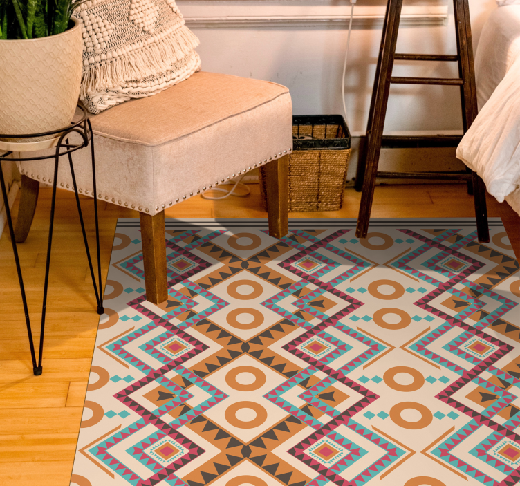 Tapete étnico com padrão de diamantes multicoloridos - TenStickers